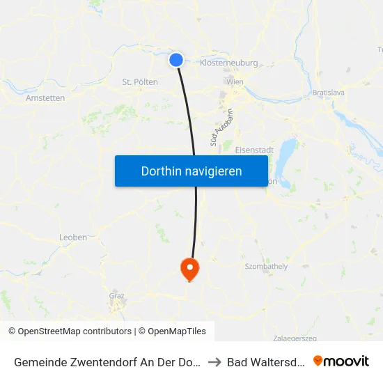 Gemeinde Zwentendorf An Der Donau to Bad Waltersdorf map