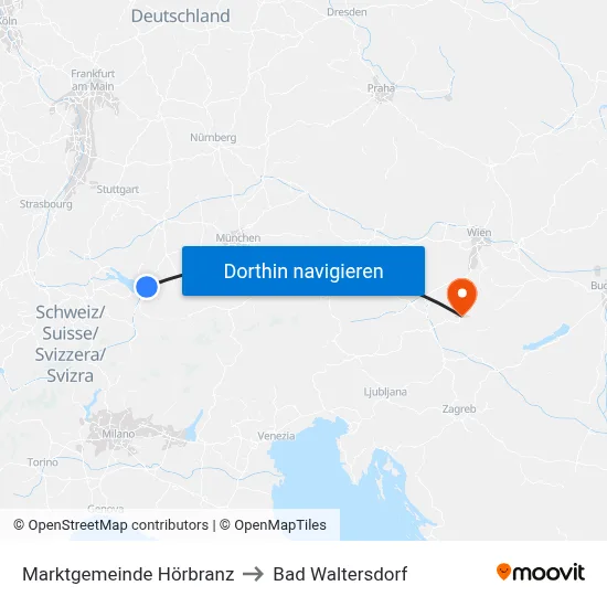 Marktgemeinde Hörbranz to Bad Waltersdorf map