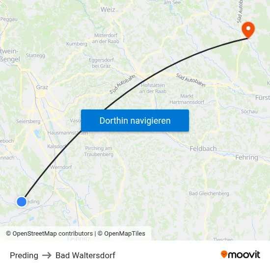 Preding to Bad Waltersdorf map