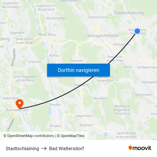 Stadtschlaining to Bad Waltersdorf map