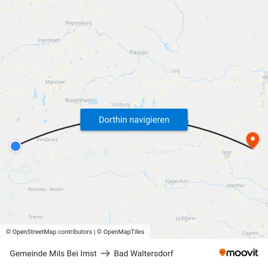 Gemeinde Mils Bei Imst to Bad Waltersdorf map