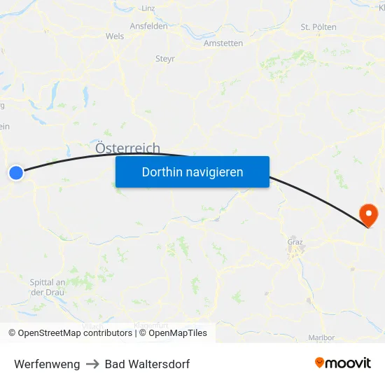 Werfenweng to Bad Waltersdorf map