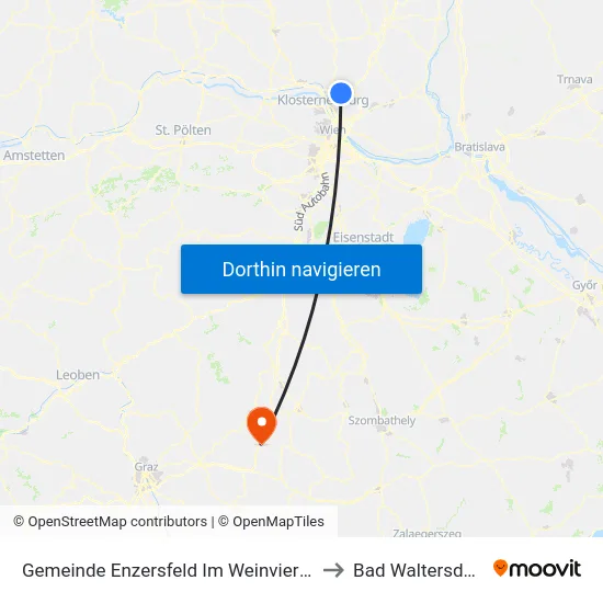 Gemeinde Enzersfeld Im Weinviertel to Bad Waltersdorf map