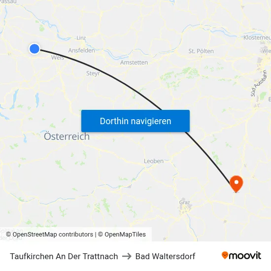 Taufkirchen An Der Trattnach to Bad Waltersdorf map