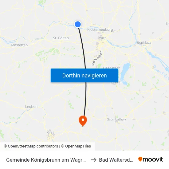 Gemeinde Königsbrunn am Wagram to Bad Waltersdorf map