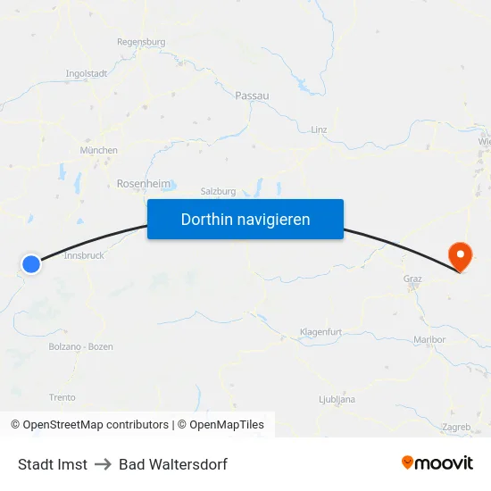 Stadt Imst to Bad Waltersdorf map