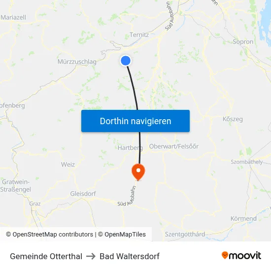 Gemeinde Otterthal to Bad Waltersdorf map