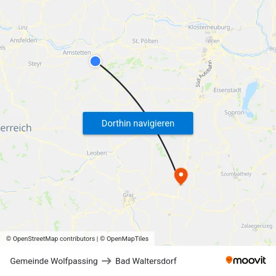 Gemeinde Wolfpassing to Bad Waltersdorf map