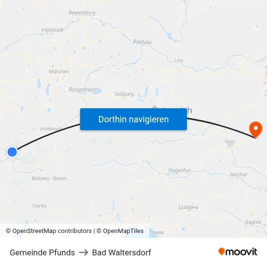 Gemeinde Pfunds to Bad Waltersdorf map