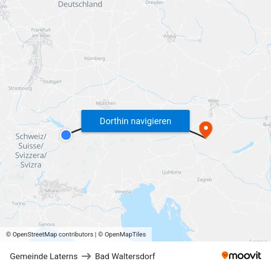Gemeinde Laterns to Bad Waltersdorf map