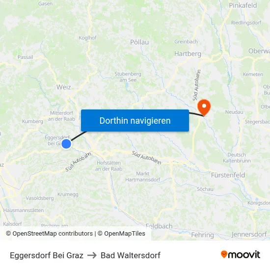 Eggersdorf Bei Graz to Bad Waltersdorf map