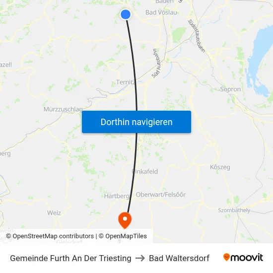 Gemeinde Furth An Der Triesting to Bad Waltersdorf map