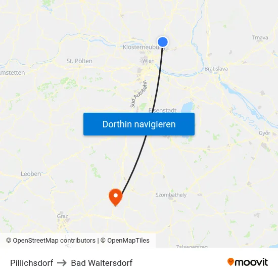 Pillichsdorf to Bad Waltersdorf map