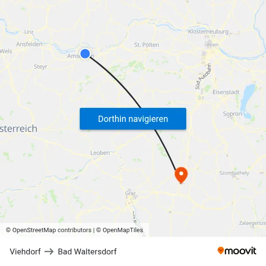 Viehdorf to Bad Waltersdorf map