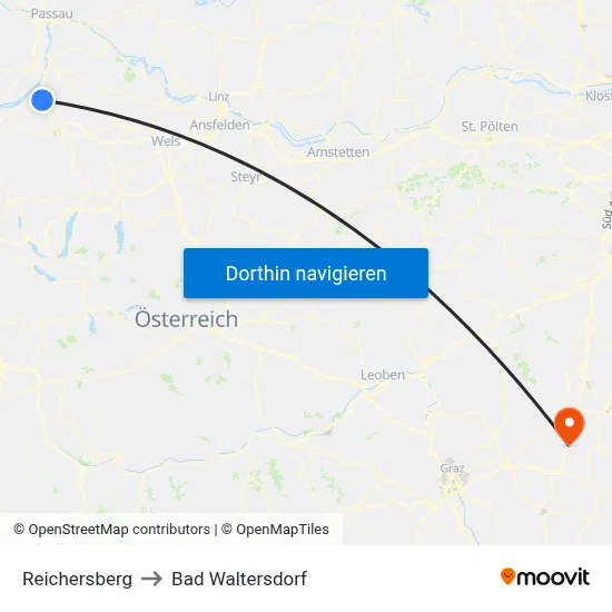 Reichersberg to Bad Waltersdorf map