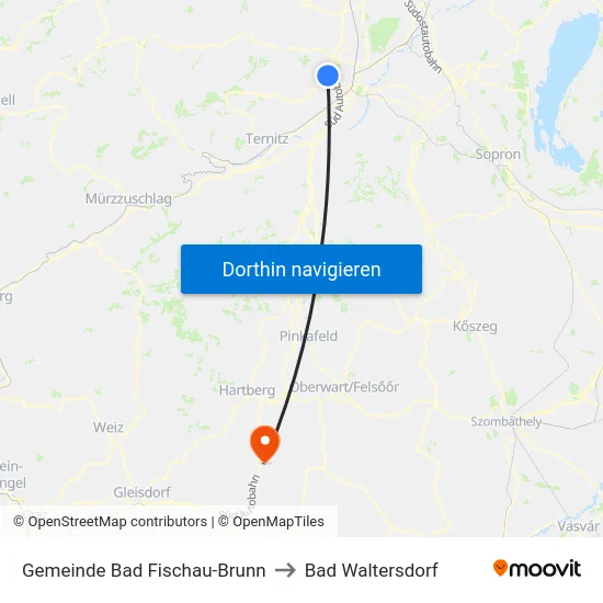 Gemeinde Bad Fischau-Brunn to Bad Waltersdorf map
