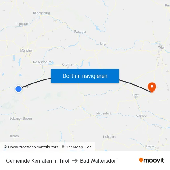 Gemeinde Kematen In Tirol to Bad Waltersdorf map