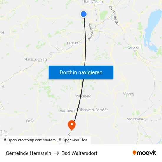 Gemeinde Hernstein to Bad Waltersdorf map