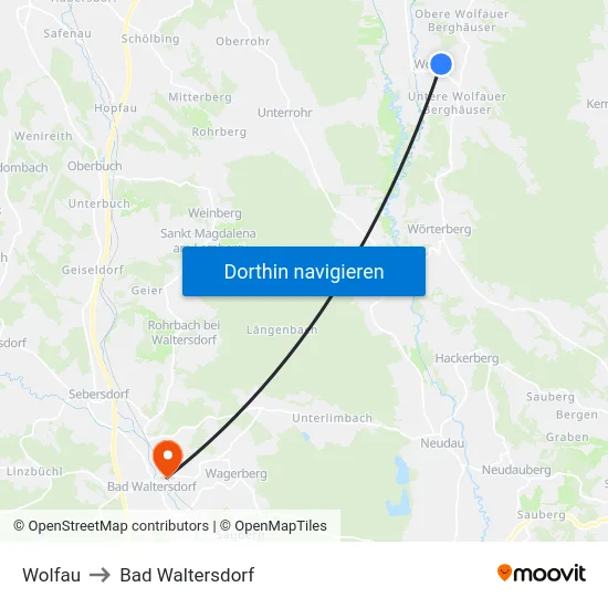 Wolfau to Bad Waltersdorf map