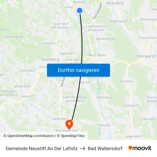 Gemeinde Neustift An Der Lafnitz to Bad Waltersdorf map