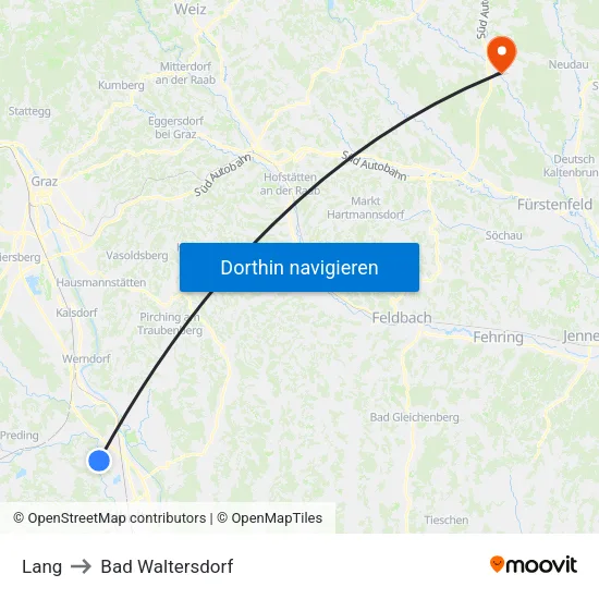 Lang to Bad Waltersdorf map