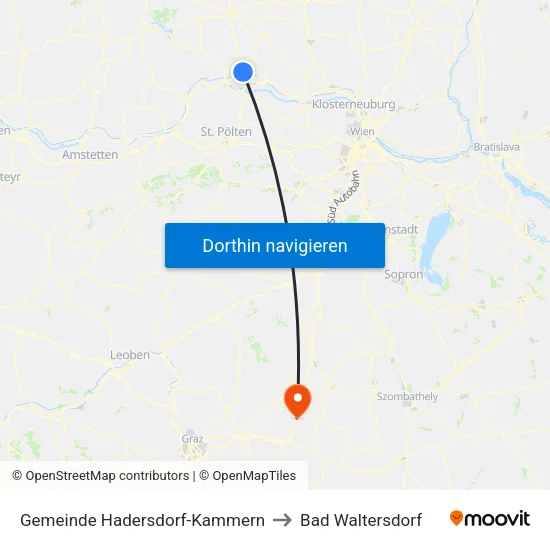 Gemeinde Hadersdorf-Kammern to Bad Waltersdorf map