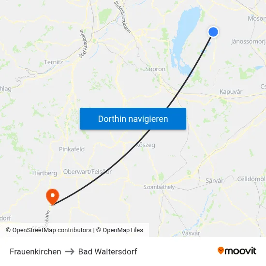 Frauenkirchen to Bad Waltersdorf map