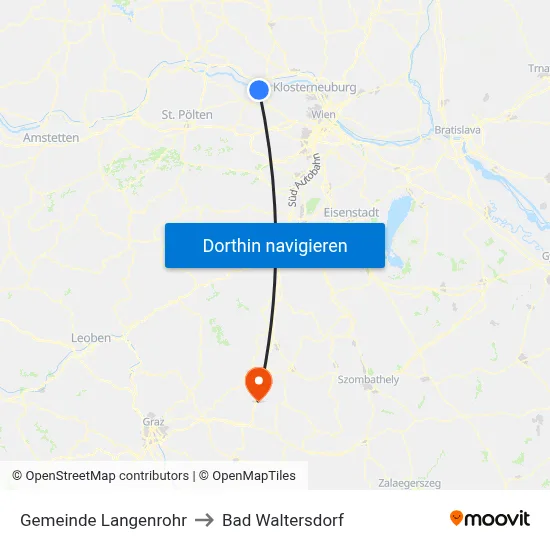 Gemeinde Langenrohr to Bad Waltersdorf map