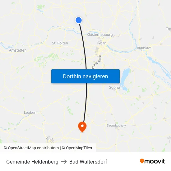 Gemeinde Heldenberg to Bad Waltersdorf map