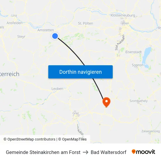 Gemeinde Steinakirchen am Forst to Bad Waltersdorf map