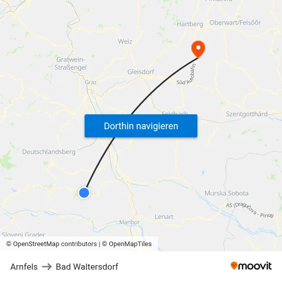 Arnfels to Bad Waltersdorf map