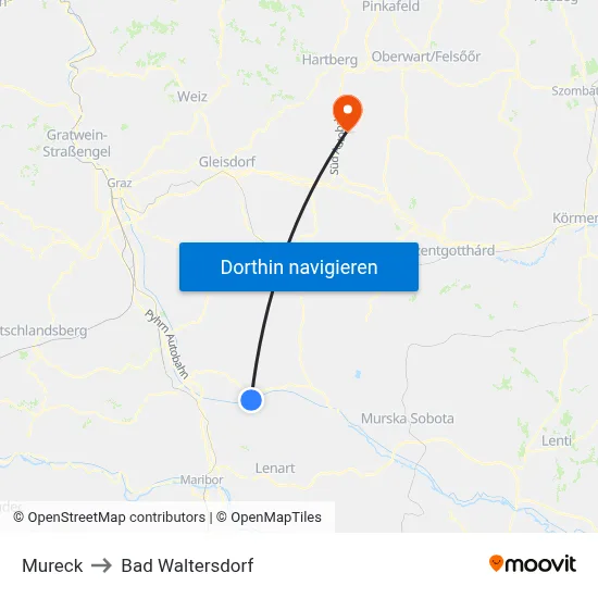 Mureck to Bad Waltersdorf map