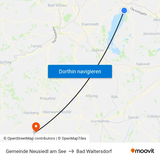 Gemeinde Neusiedl am See to Bad Waltersdorf map