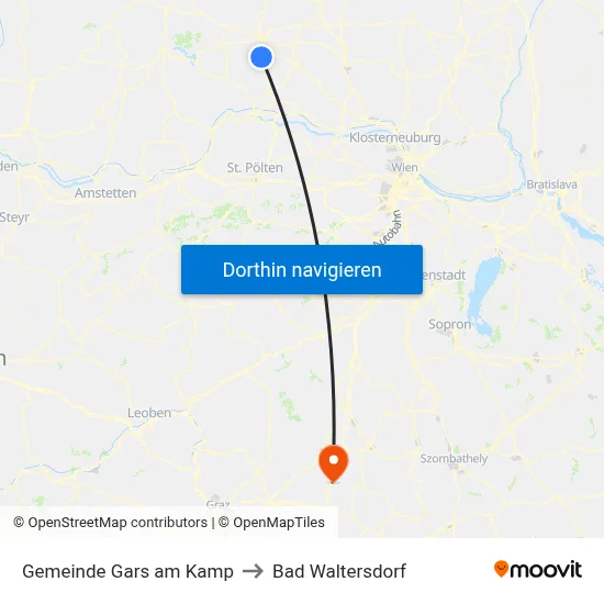 Gemeinde Gars am Kamp to Bad Waltersdorf map