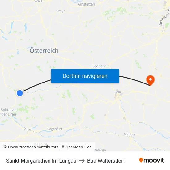 Sankt Margarethen Im Lungau to Bad Waltersdorf map