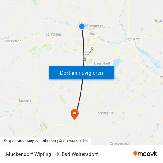 Muckendorf-Wipfing to Bad Waltersdorf map