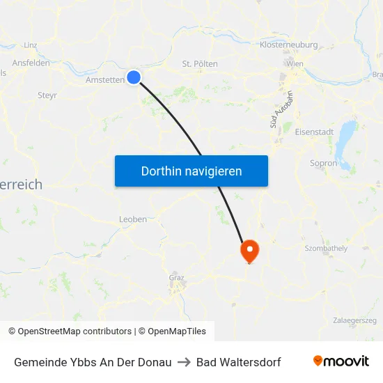 Gemeinde Ybbs An Der Donau to Bad Waltersdorf map