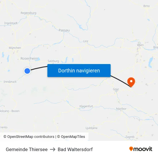Gemeinde Thiersee to Bad Waltersdorf map