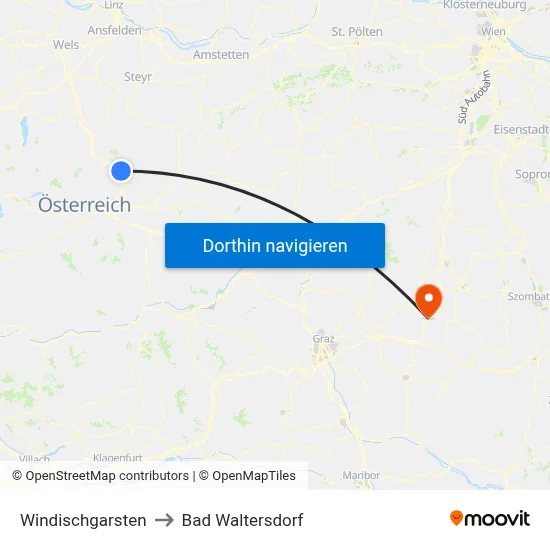 Windischgarsten to Bad Waltersdorf map