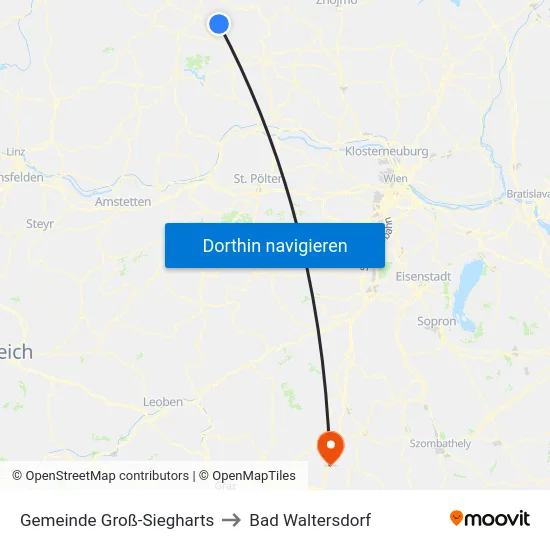 Gemeinde Groß-Siegharts to Bad Waltersdorf map