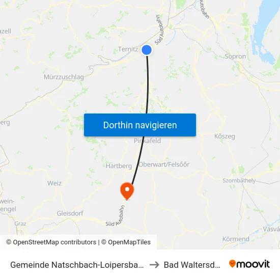 Gemeinde Natschbach-Loipersbach to Bad Waltersdorf map