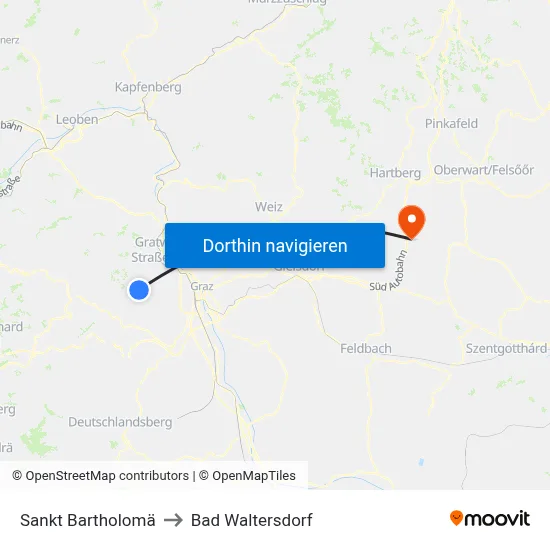Sankt Bartholomä to Bad Waltersdorf map