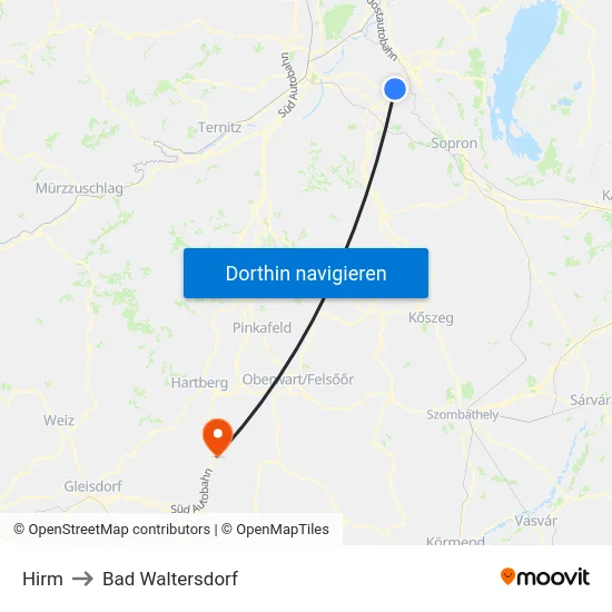 Hirm to Bad Waltersdorf map