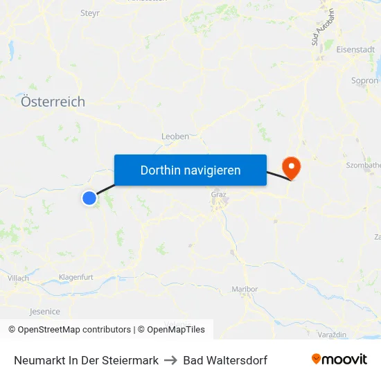 Neumarkt In Der Steiermark to Bad Waltersdorf map