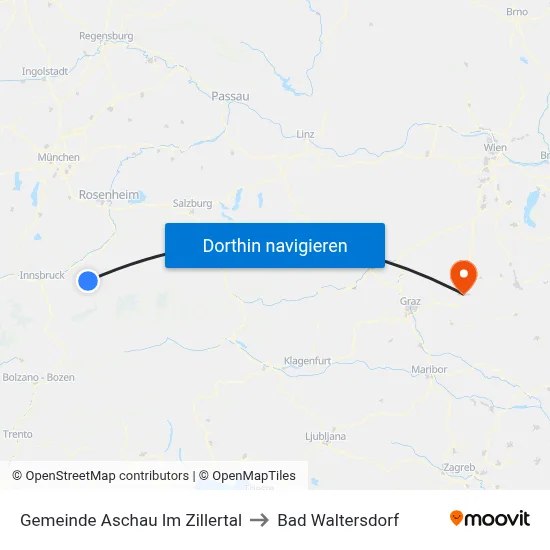 Gemeinde Aschau Im Zillertal to Bad Waltersdorf map