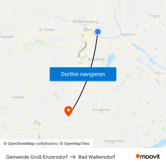 Gemeinde Groß-Enzersdorf to Bad Waltersdorf map