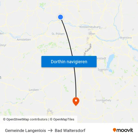 Gemeinde Langenlois to Bad Waltersdorf map