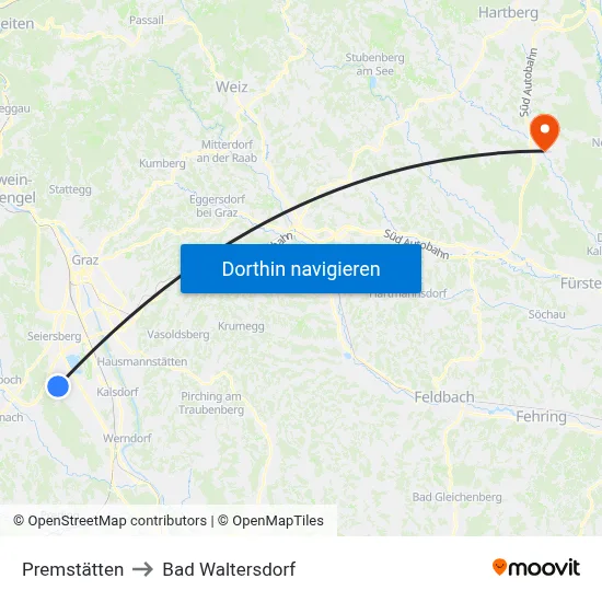 Premstätten to Bad Waltersdorf map