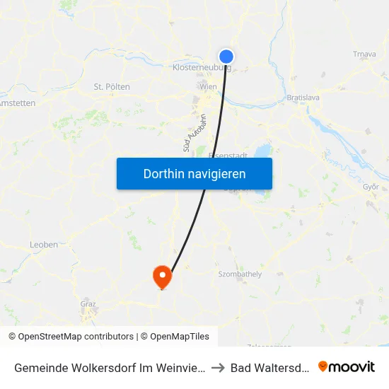 Gemeinde Wolkersdorf Im Weinviertel to Bad Waltersdorf map