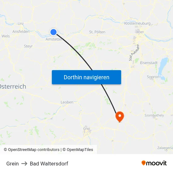 Grein to Bad Waltersdorf map